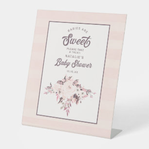 Peach Floral Babies are Sweet Baby Shower Treat Pedestal Sign