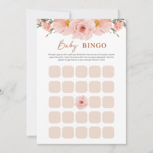 Peach Floral Baby Shower BINGO Card