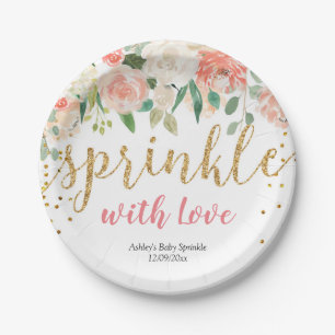 Peach Floral Baby Sprinkle Paper Party Plates
