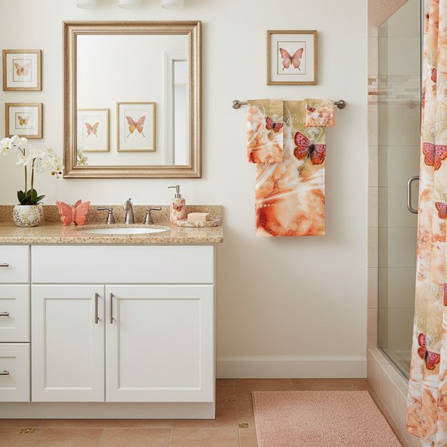 Peach floral bath towel set (Creator Uploaded)