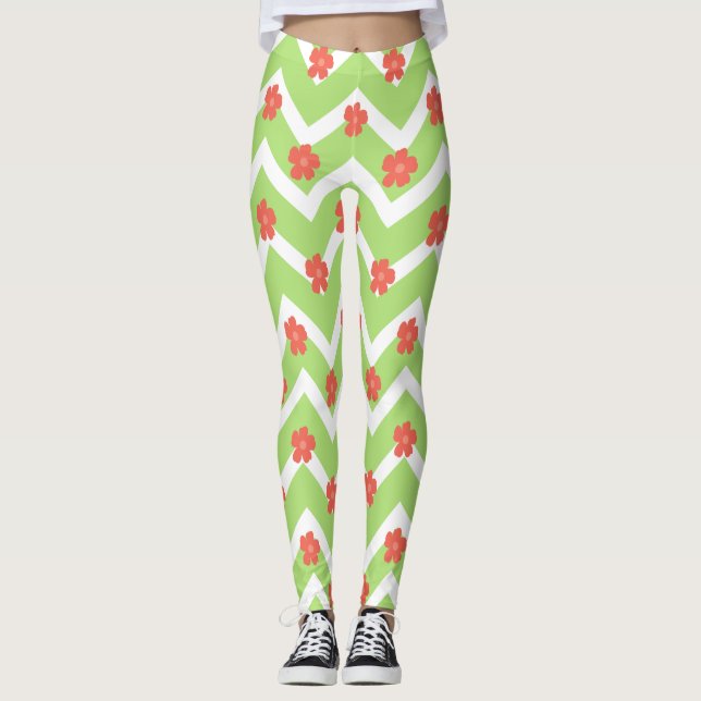 Peach Floral Bedspread Leggings (Front)