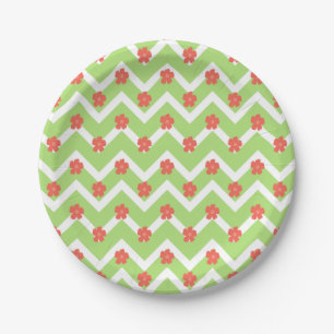 Peach Floral Bedspread Paper Plate