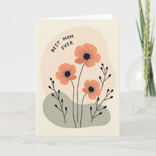 Peach Floral Best Mum Ever Card