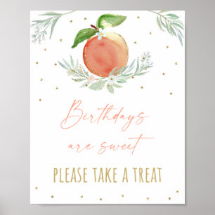 Peach Floral Birthday Treat Sign