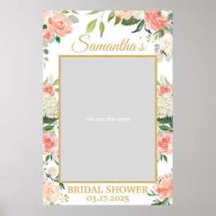 Peach Floral Boho Greenery Photo Prop Gold Poster