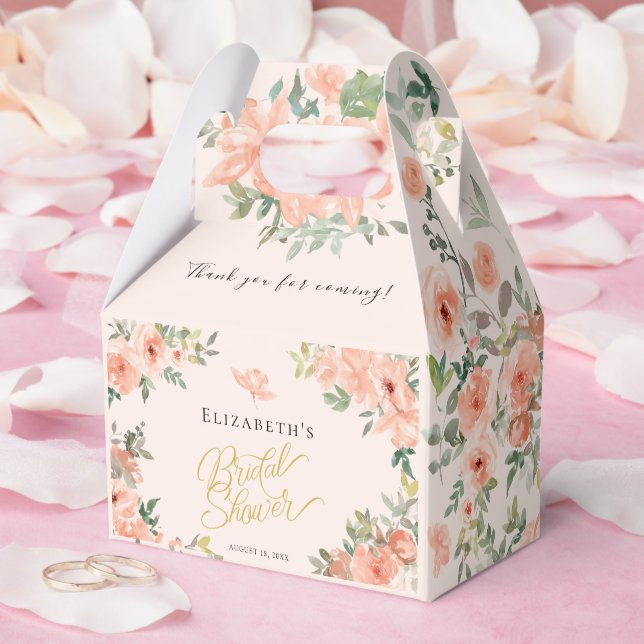  Peach Floral Bridal Shower  Favour Box (Wedding)