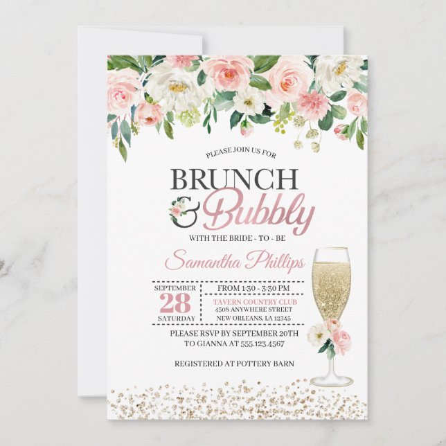 Peach Floral Bridal Shower Invitation (Front)