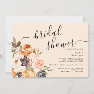 Peach Floral Bridal Shower Invitation
