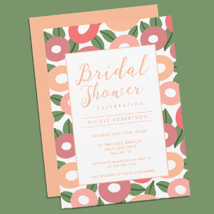 Peach Floral Bridal Shower Invitation 