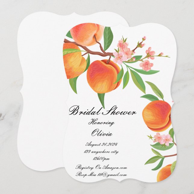 PEACH FLORAL BRIDAL SHOWER INVITATION (Front/Back)
