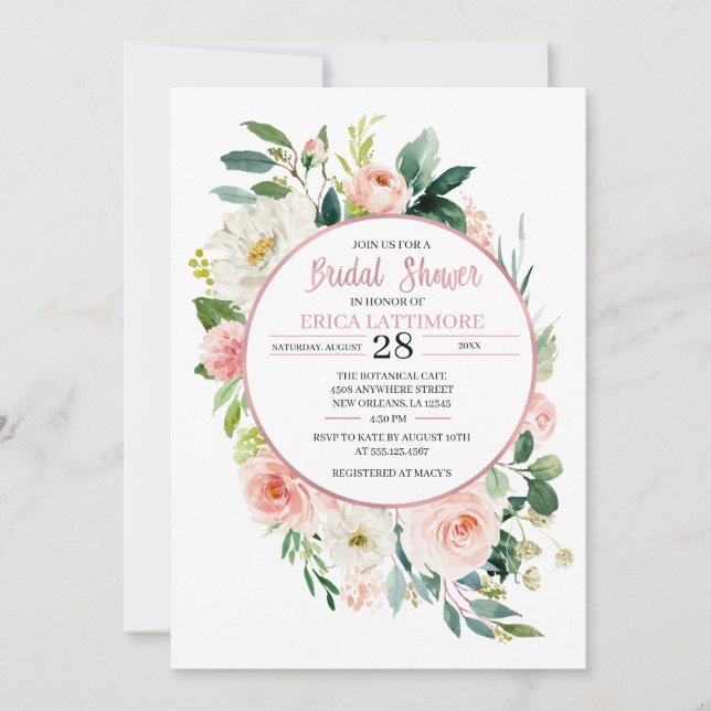 Peach Floral Bridal Shower Invitation (Front)