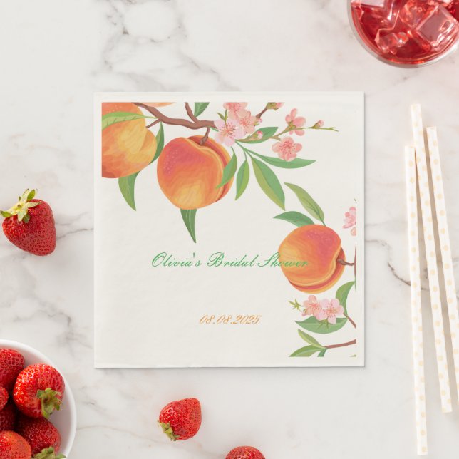 PEACH FLORAL BRIDAL SHOWER NAPKIN (Insitu)
