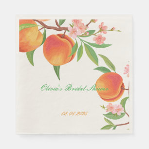 PEACH FLORAL BRIDAL SHOWER NAPKIN