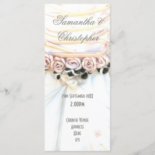 Peach floral brides dress church wedding program