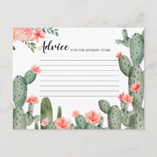 Peach Floral Cactus Modern Advice Card