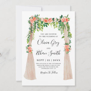 Peach floral Canopy Wedding Invitation