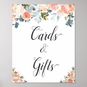 Peach Floral Cards And Gifts Sign