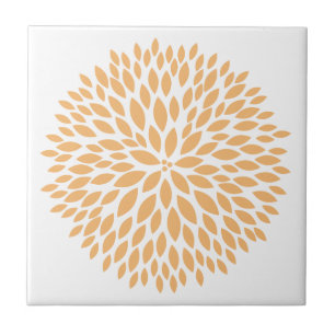 Peach Floral Ceramic Tile