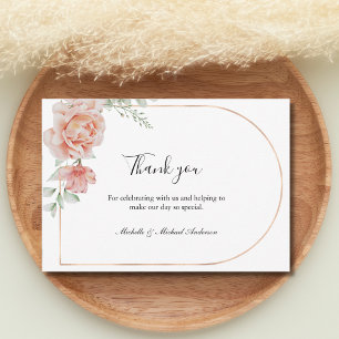 Peach Floral Classic Formal Wedding Thank you  Card