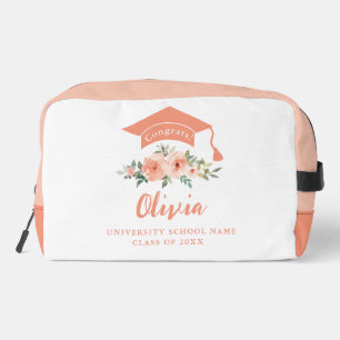 Peach Floral Congrats Graduation Dopp Kit
