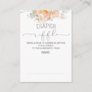 Peach Floral Diaper Raffle Ticket Enclosure Card
