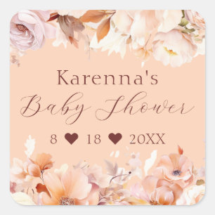 Peach Floral Fall Baby Shower Envelope Seal