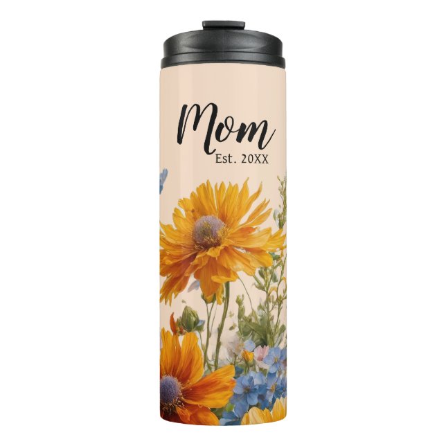 Peach Floral First-Time Mum Gift Thermal Tumbler (Front)