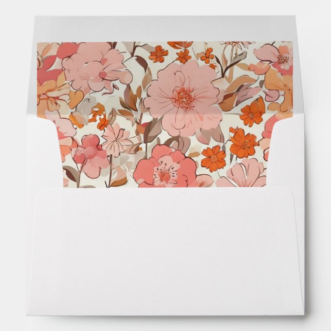 Peach Floral Flower Pattern Envelope (Back (Bottom))