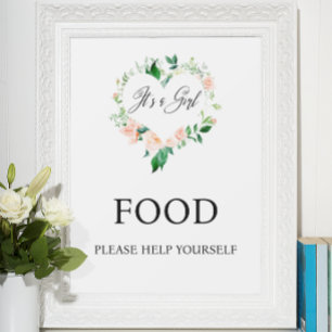 Peach Floral Food Baby Shower Poster