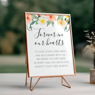 Peach Floral Forever In Our Hearts Memorial Poster