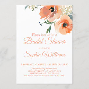 Peach Floral Garden   Bridal Shower Invitation