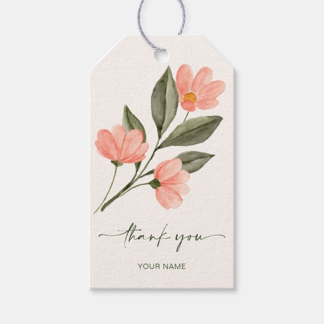 Peach floral  gift tags (Front)
