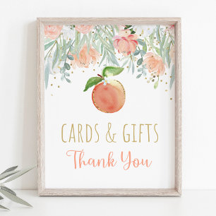 Peach Floral Greenery Birthday Cards & Gifts Sign