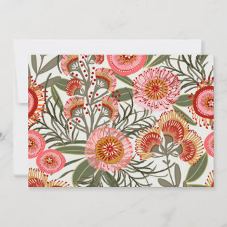 Peach floral hand drawn design invitation