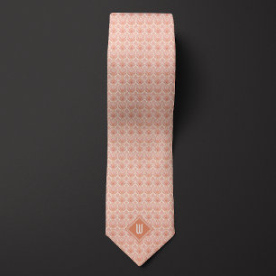 Peach Floral Inspired Monogram Tie