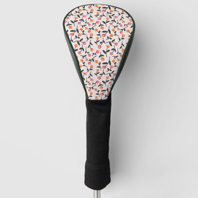 Peach Floral Ladies Golf Head Cover (Front)