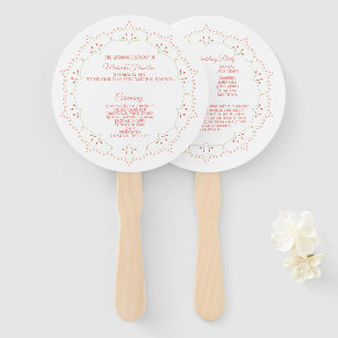 Peach Floral Mandala Circle Wedding Program Fan