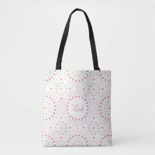 Peach Floral Mandala Personalised Tote Bag
