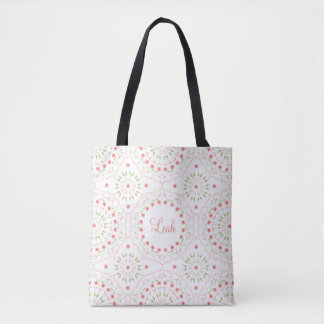 Peach Floral Mandala Personalised Tote Bag