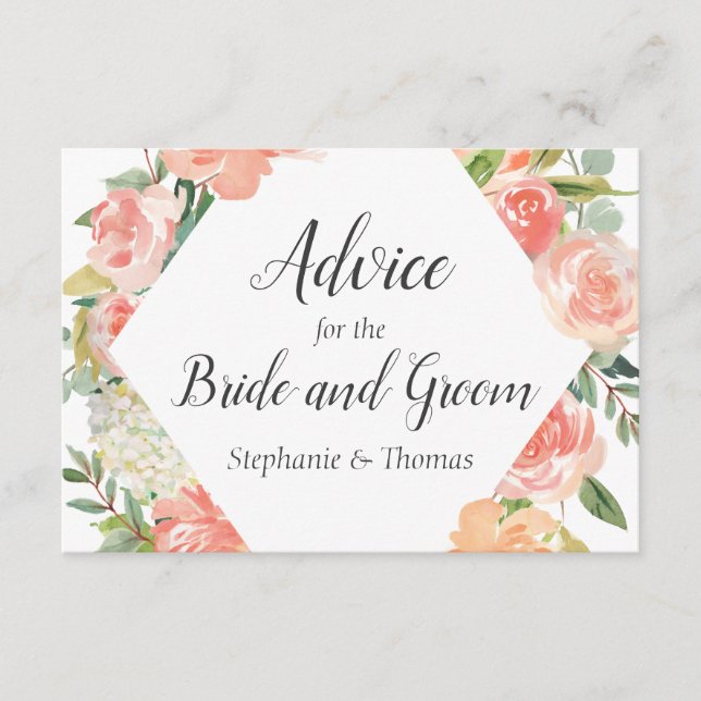 Peach Floral Medley Advice for Bride and Groom (Front)