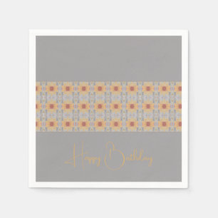 Peach Floral Patterned Napkin