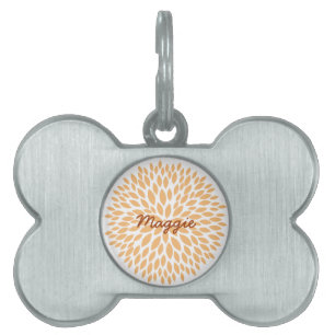 Peach Floral Pet Name Tag