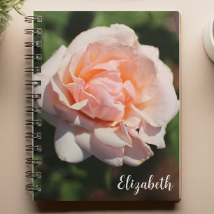 Peach Floral Photography Elegant Rose Custom Notebook