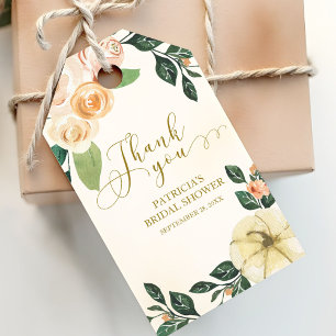Peach Floral Pumpkin Fall Bridal Shower Gift Tags