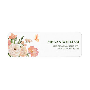 Peach floral  return address label