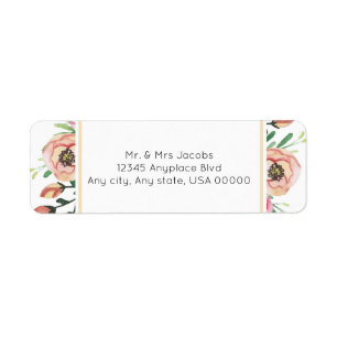 Peach Floral Return Address Label