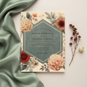 Peach Floral Romantic Wedding Invitation