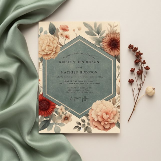 Peach Floral Romantic Wedding Invitation (Creator Uploaded)