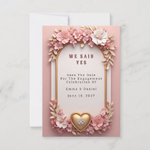 🌺 Peach Floral Rose Gold Wedding Collection 💐 Save The Date