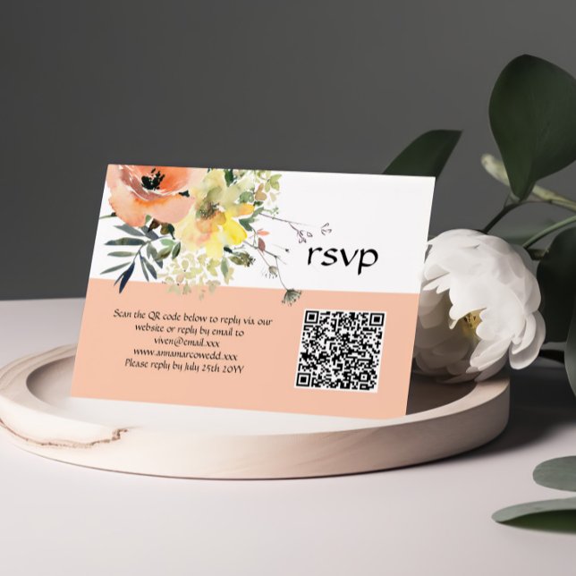 Peach Floral RSVP Card (Creator Uploaded)